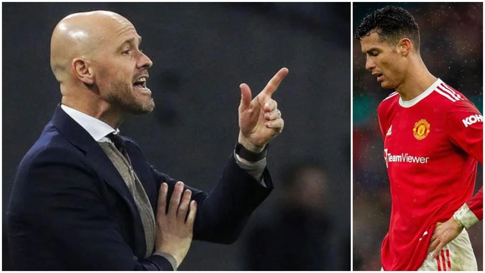 Tương lai của Ronaldo không chắc sẽ tiếp tục ở Old Trafford nếu có tân HLV Ten Hag. Ảnh: CGI.