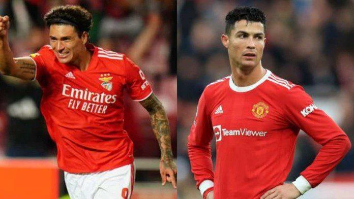 Nunez là một cái tên tiềm năng thay thế Ronaldo trong tương lai ở Old Trafford. Ảnh: CGI.