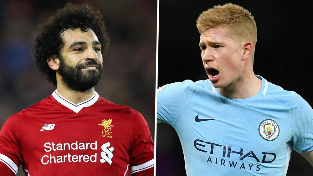 Tranh cãi nổ ra giữa vị trí số một giải Ngoại hạng Anh của Kevin De Bruyne và Vua phá lưới cùng kiến tạo nhiều nhất Salah. Ảnh: CGI.