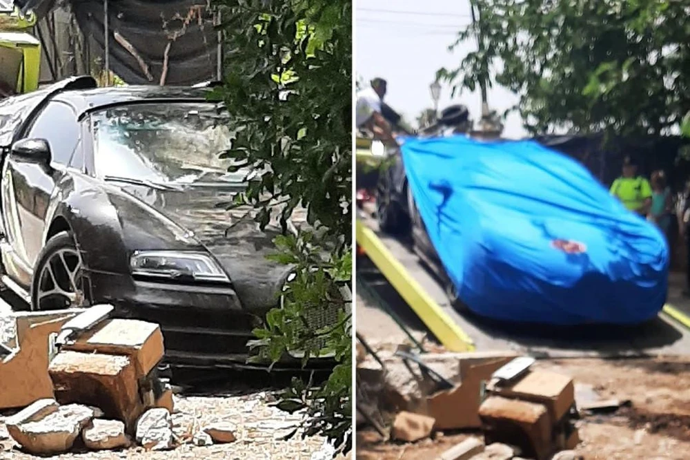 Hiện trường siêu xe của Ronaldo không may gặp tai nạn. Ảnh: CGI.