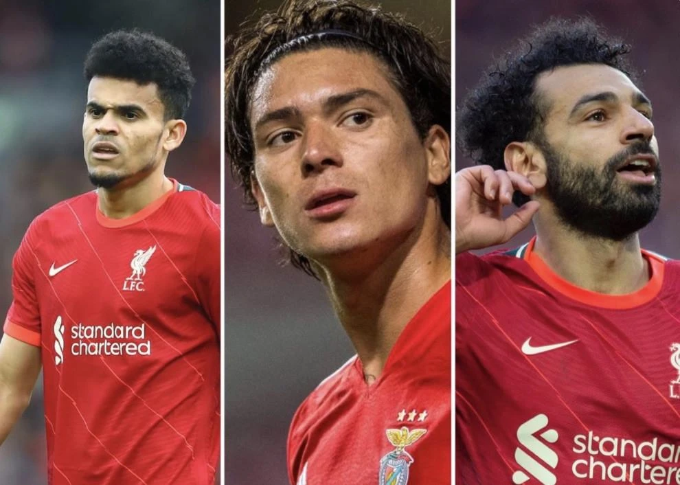 Hai gương mặt trẻ Diaz, Nunez và chân sút gạo cội Salah sẽ gánh vác nhiệm vụ ghi bàn cho Liverpool ở mùa giải mới. Ảnh: CGI.