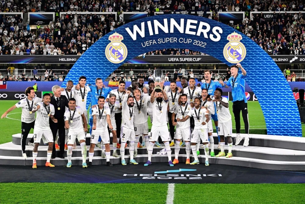 Thủ quân Benzema góp công lớn trong chiến thắng Siêu Cúp châu Âu của đội nhà Real Madrid. Ảnh: CGI.