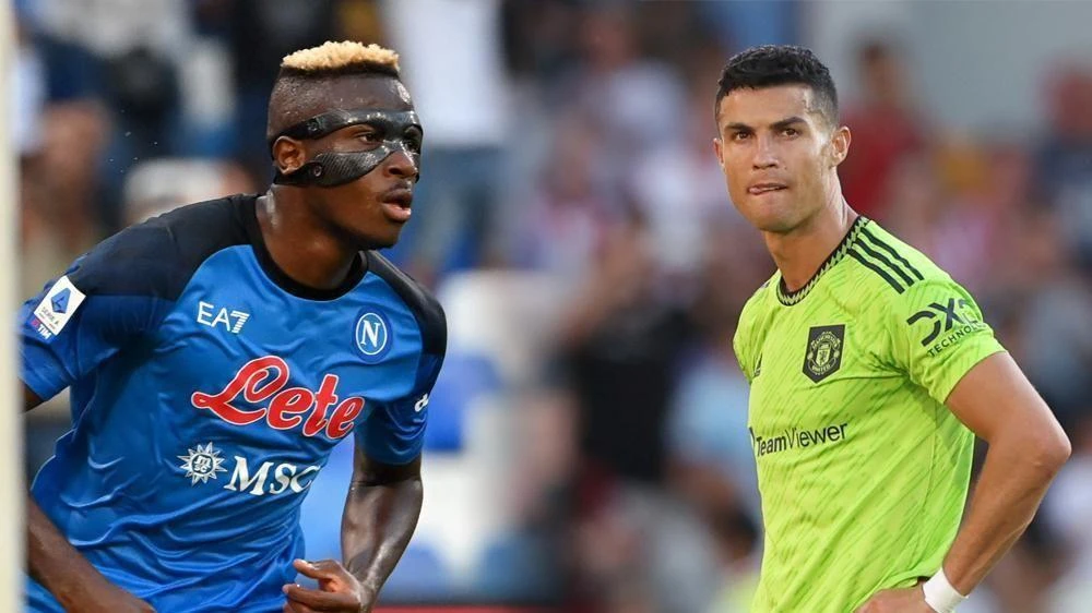 Tiền đạo người Bồ Đào Nha sẽ hoán chuyển với chân sút Osimhen của đội bóng Serie A. Ảnh: CGI.