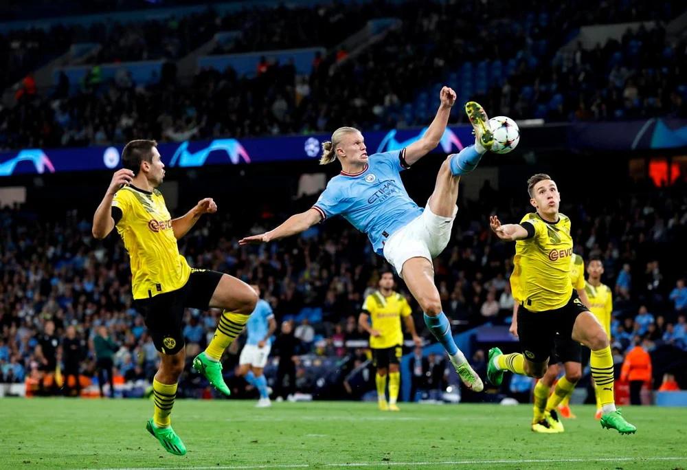 Chân sút trẻ Haaland chơi hiệu quả trong màu áo Man City. Ảnh: GETTY.