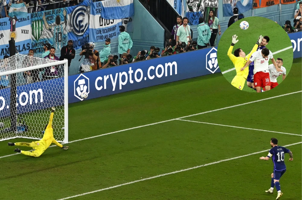 Thủ môn người Ba Lan không nghĩ anh đã phạm lỗi và sau đó từ chối pha sút phạt 11 mét của siêu sao Argentina. Ảnh: GETTY.