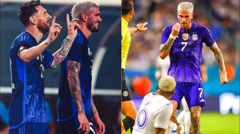 De Paul luôn bảo vệ đàn anh Messi khi bị đối phương chơi xấu. Ảnh: GETTY.