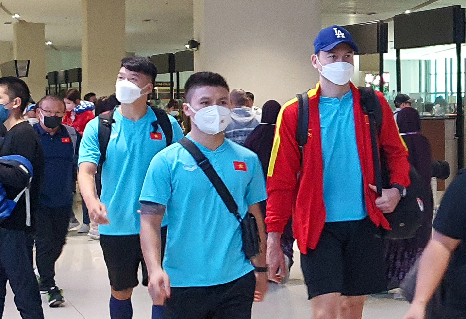 Quang Hải cùng đồng đội di chuyển thuận lợi đến Indonesia và nhanh chóng ổn định nơi ăn chốn ở. Ảnh: VFF.