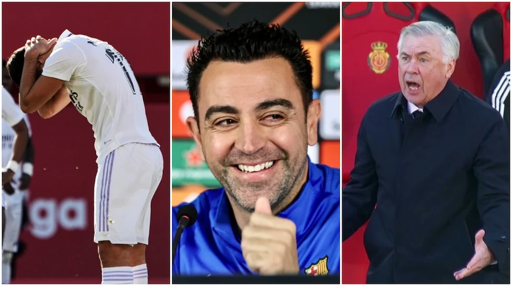 HLV Xavi đề cao Real Madrid của đồng nghiệp Ancelotti là ứng viên sáng giá cho ngôi vô địch La Liga. Ảnh: GETTY.