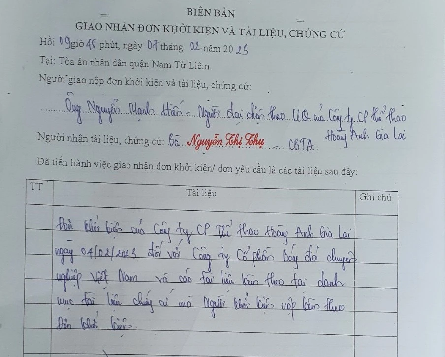 Tòa án Quận Nam Từ Liêm thụ lý đơn khởi kiện của HA Gia Lai. Ảnh: CTV