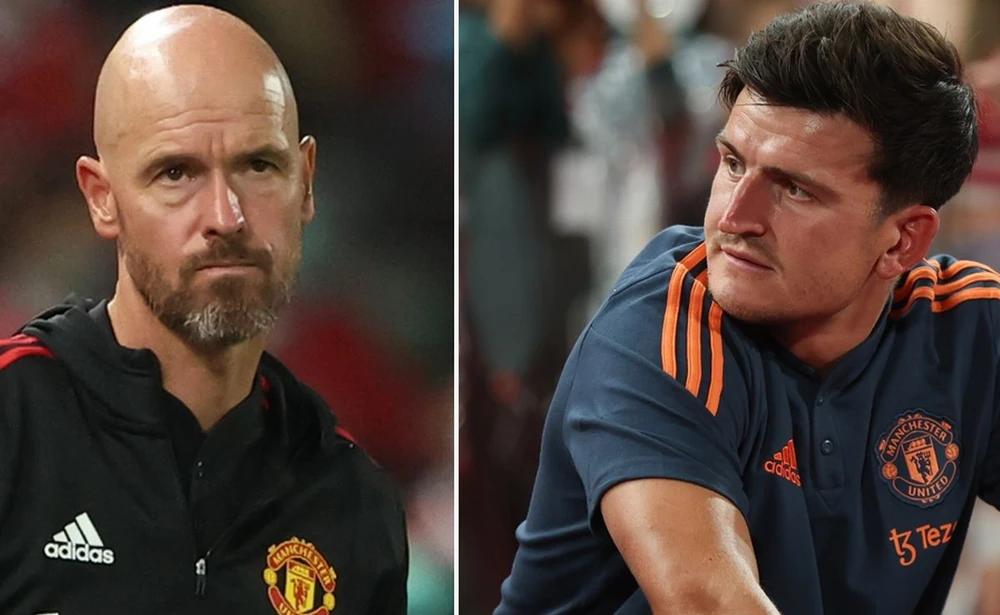 HLV Ten Hag dường như đã cạn kiên nhẫn với trung vệ Maguire với phong độ xuống dốc. Ảnh: GETTY.