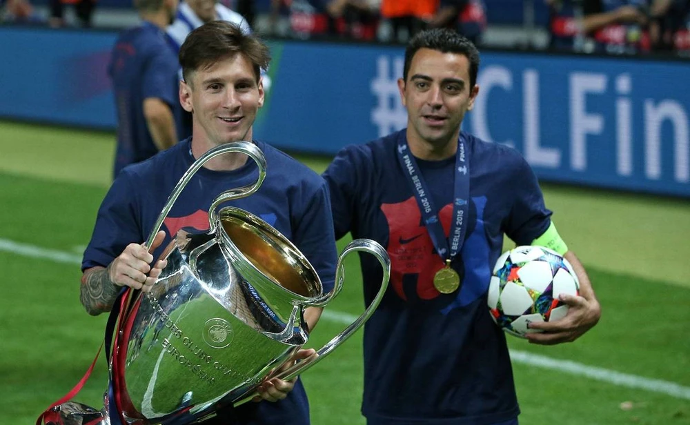 Messi muốn bạn thân Xavi tiếp tục dẫn dắt Barca thêm ba năm nữa. Ảnh: GETTY.