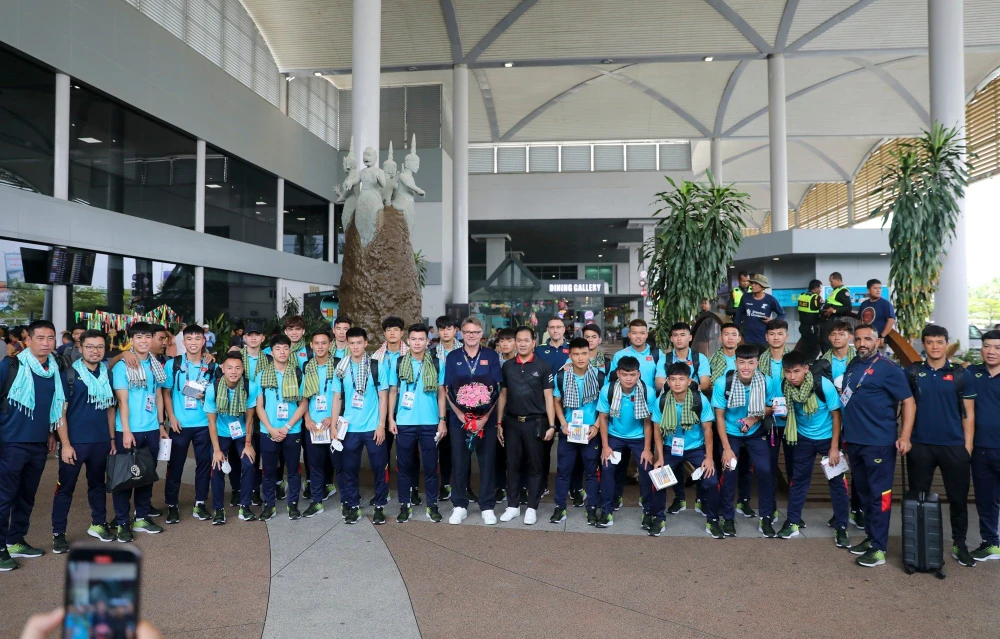 Đội tuyển U-22 Việt Nam đã xông đất Campuchia chuẩn bị giữ vàng SEA Games. Ảnh: ANH DUY.