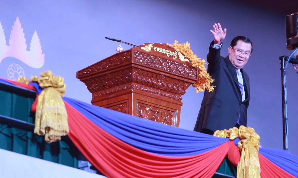 Thủ tướng Hun Sen khẳng định việc tổ chức SEA Games sau 64 năm lịch sử của thể thao Đông Nam Á là một quyết định đúng đắn của Chính phủ Hoàng gia Campuchia. Ảnh: ANH PHƯƠNG.