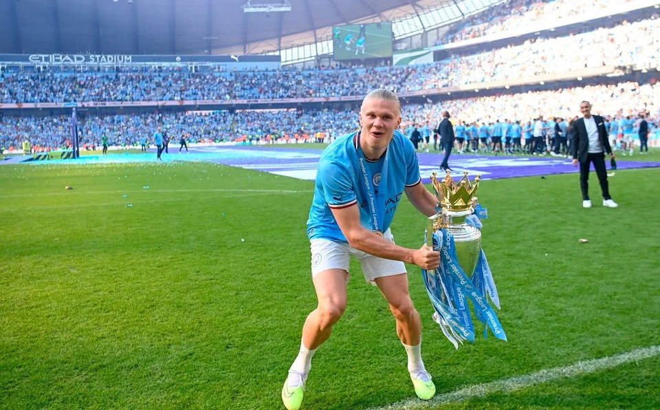 Tiền đạo người Na Uy lần đầu tiên chơi ở Premier League đã lên ngôi với Man City cùng kỷ lục ghi bàn. Ảnh: GETTY.