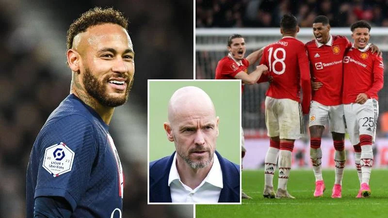 HLV Ten Hag sẽ khó xếp Neymar vào đội hình khi có cùng vị trí với Rashford. Ảnh: GETTY.