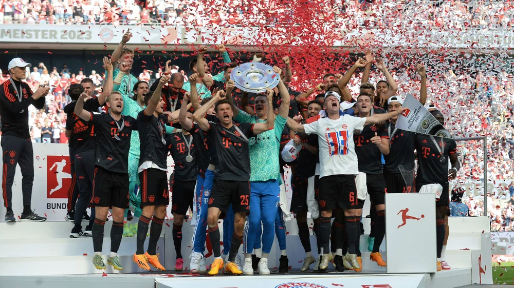 Lần thứ 11 đăng quang giải vô địch quốc gia Đức liên tiếp của Bayern Munich. Ảnh: GETTY.