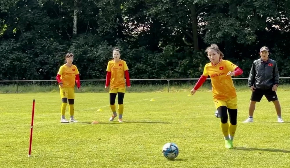 Tuyển nữ Việt Nam tích cực luyện tập ở Đức để chuẩn bị cho vòng chung kết World Cup 2023. Ảnh: VFF.