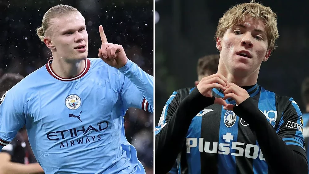 Tiền đạo trẻ Hojlund có những phẩm chất của một "sát thủ" giống đàn anh Haaland. Ảnh: GETTY.