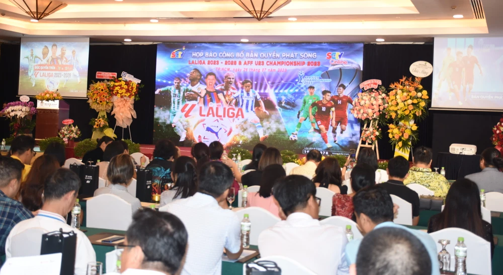Buổi giới thiệu sôi động của SCTV khi sở hữu bản quyền phát sóng La Liga trong năm mùa và giải U-23 Đông Nam Á 2023. Ảnh: BẢO ANH.