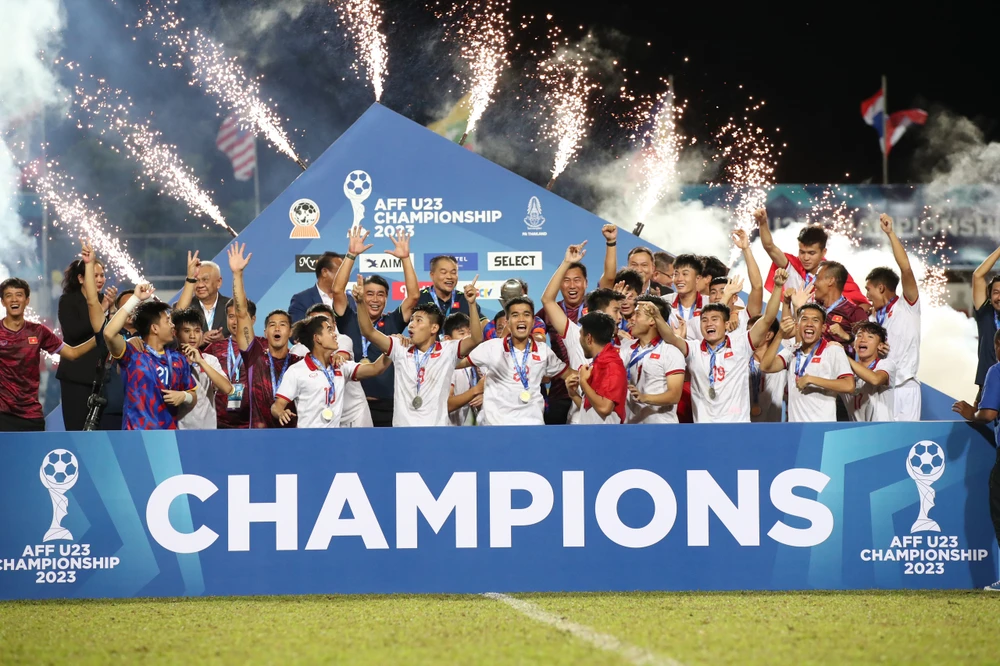 U-23 Việt Nam bảo vệ thành công ngôi vô địch U-23 Đông Nam Á. Ảnh: ANH THỎA.