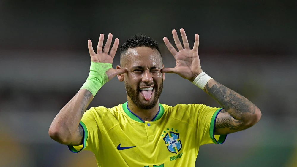 Neymar chưa ra sân ở Saudi Arabia nhưng vừa ghi cú đúp cho tuyển Brazil. Ảnh: GETTY.