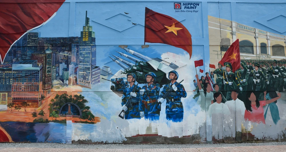 Khối diễu binh, tranh bích hoạ