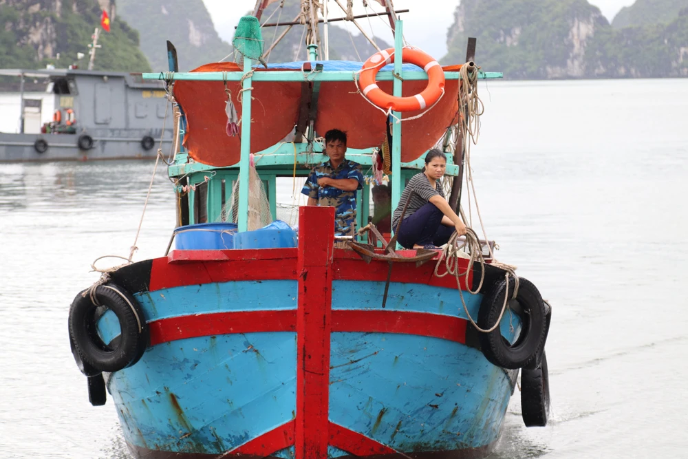 Tàu, thuyền di chuyển vào nơi tránh trú an toàn. Ảnh: LÊ ĐỒNG Tàu, thuyền di chuyển vào nơi tránh trú an toàn. Ảnh: LÊ ĐỒNG