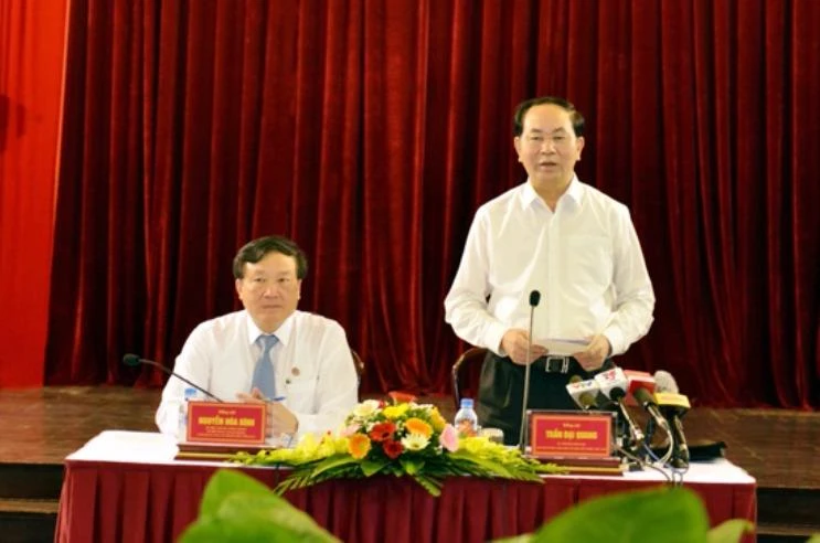 Chủ tịch nước Trần Đại Quang: "TAND các cấp cần chú trọng việc thu hồi tài sản bị thất thoát và bị các đối tượng tham nhũng chiếm đoạt.". Ảnh: MINH GIANG