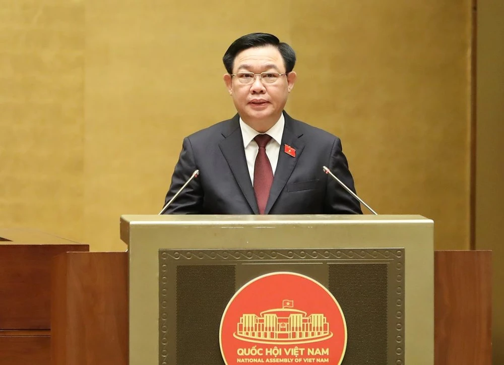 Chủ tịch Quốc hội Vương Đình Huệ phát biểu trước phiên chất vấn. Ảnh: QH