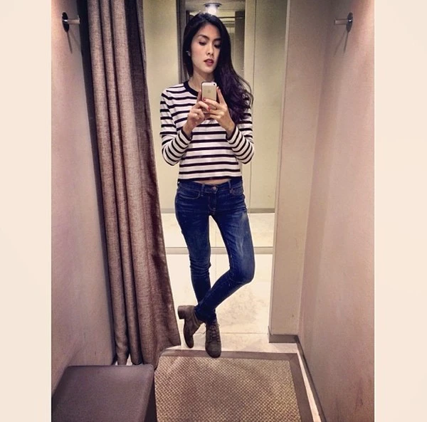 Tăng Thanh Hà lộ nếp nhăn, chân khẳng khiu gân guốc khi giảm cân 13