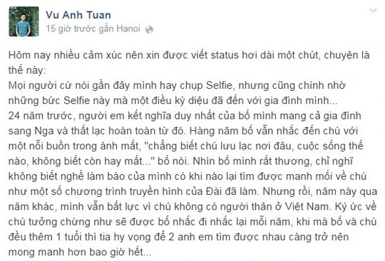 MC Anh Tuấn tìm được người thân nhờ Facebook