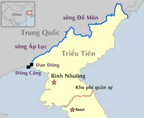 Sông Đồ Môn ở biên giới Trung Quốc và Triều Tiên. Đồ họa:BBC bando2_1421384849.jpg