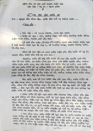 Đơn tố cáo của gia đình em T. gửi cơ quan chức năng