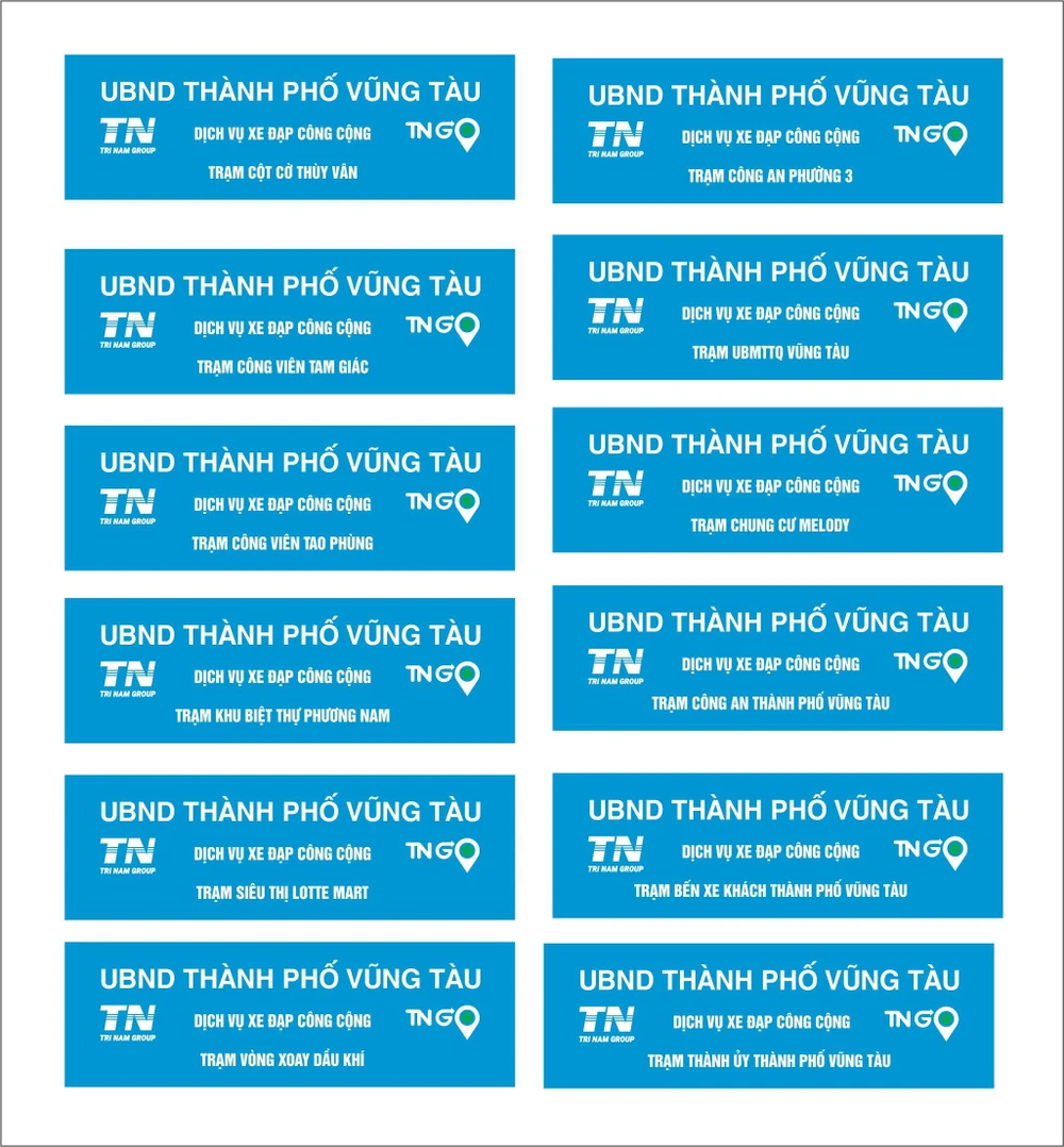 12 trạm nhận - trả xe ở TP Vũng Tàu.