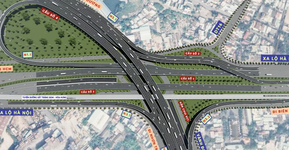 Nút giao Tân Vạn - nút giao ba tầng được kỳ vọng xoá bỏ tình trạng kẹt xe trong thời gian tới. Ảnh: Sở GTVT TP.HCM.