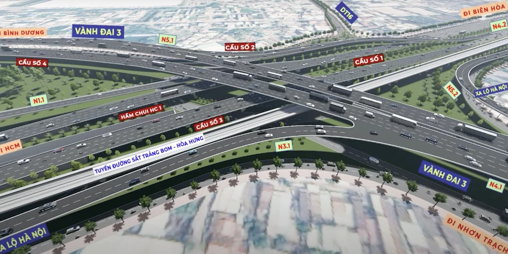 Nút giao Tân Vạn - nút giao có quy mô lớn của tuyến vành đai 3. Ảnh: Sở GTVT TP.HCM.