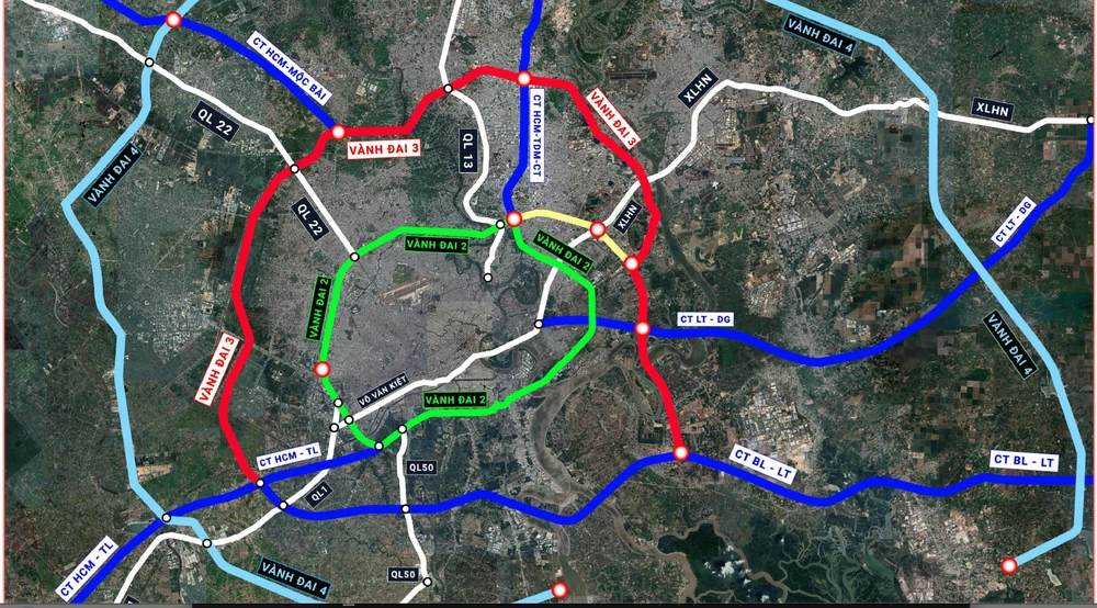 Sơ đồ tuyến vành đai 3 TP.HCM. Đồ hoạ: Sở GTVT TP.HCM.