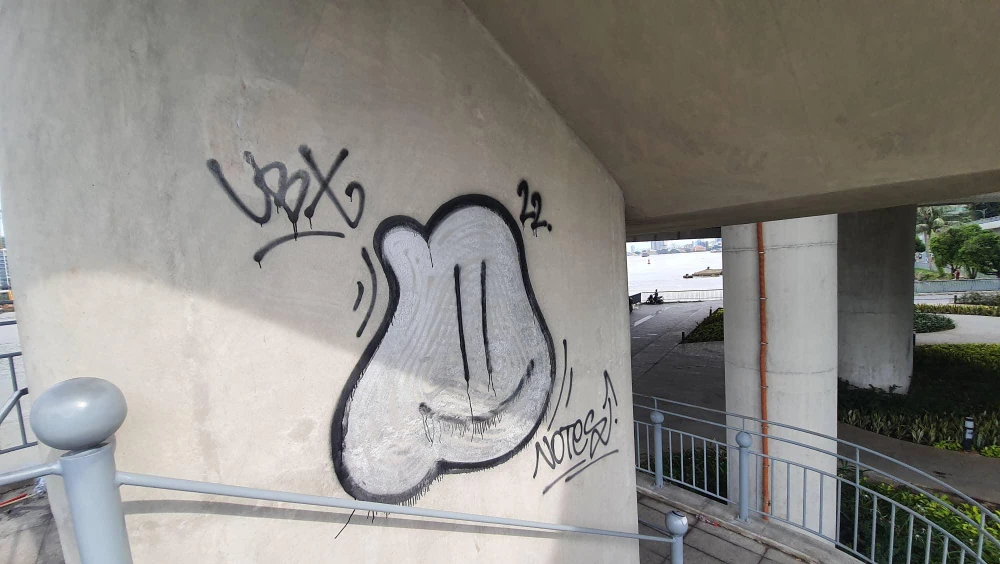 Nhiều hình vẽ xấu xí làm xấu hình ảnh của cây cầu.