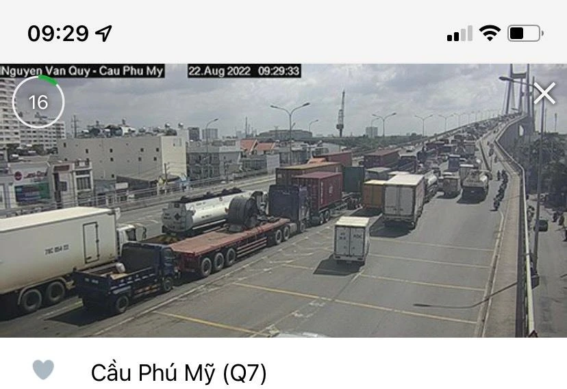 Giao thông ùn ứ hướng từ TP Thủ Đức sang quận 7. Ảnh: CTV. Giao thông ùn ứ hướng từ TP Thủ Đức sang quận 7. Ảnh: CTV.