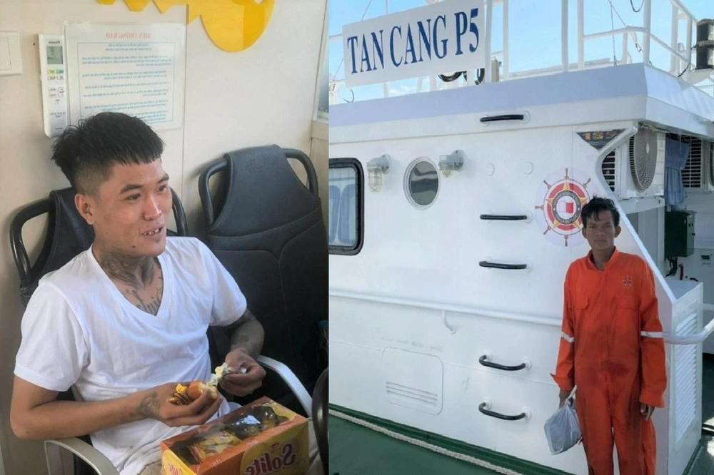 Hoa tiêu Tân Cảng Sài Gòn kịp thời cứu nạn 2 ngư dân. Ảnh: Công Hoan.