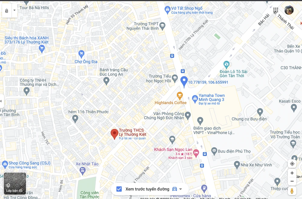 TP.HCM sẽ cải tạo tiểu đảo giữa đường vào khu dân cư Thuận Việt với đường Lý Thường Kiệt để đảm bảo an toàn giao thông. Ảnh: Chụp màn hình ĐT.