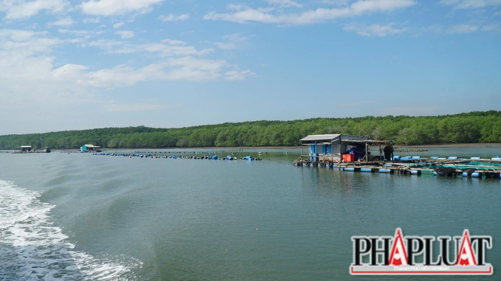 Xã đảo Thạnh An nhìn từ xa. Ảnh: Nguyễn Tiến.