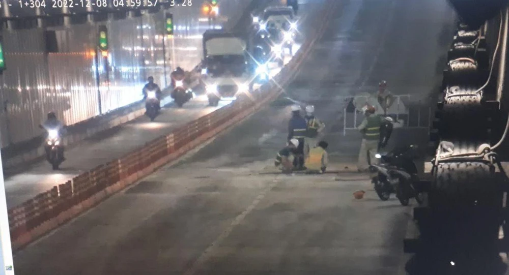Khu vực đang thi công ở hầm sông Sài Gòn. Ảnh: CTV.