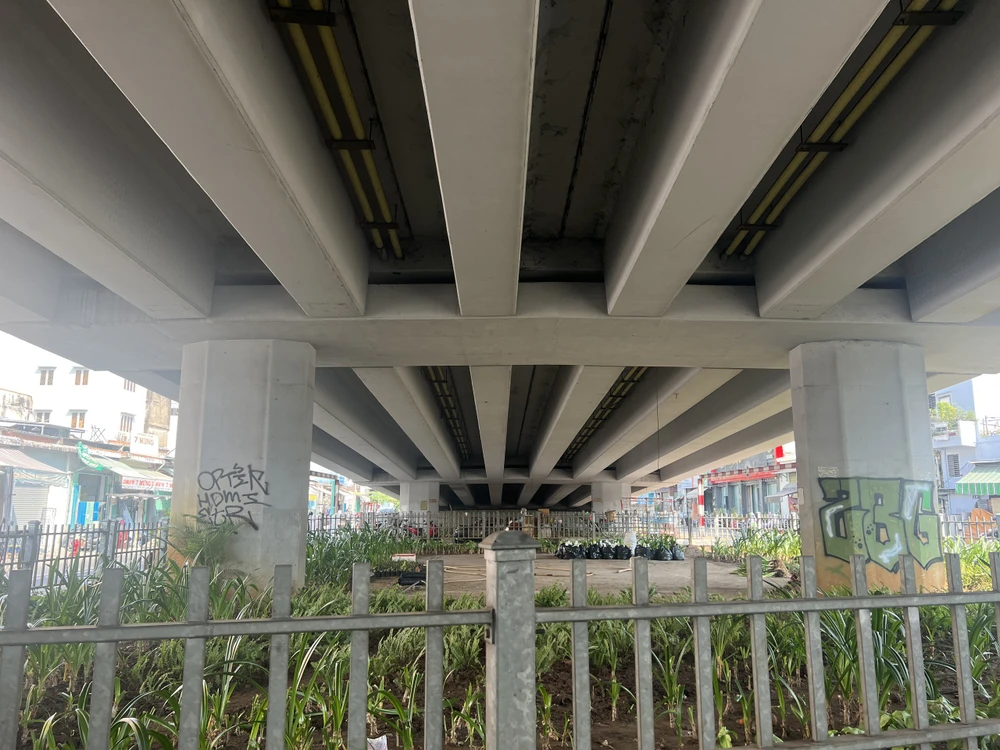 Phía dưới dạ cầu Calmette, quận 1. Ảnh: ĐÀO TRANG.