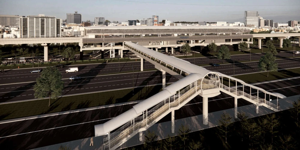 Phối cảnh cầu bộ hành kết nối tuyến metro số 1. Phối cảnh cầu bộ hành kết nối tuyến metro số 1.