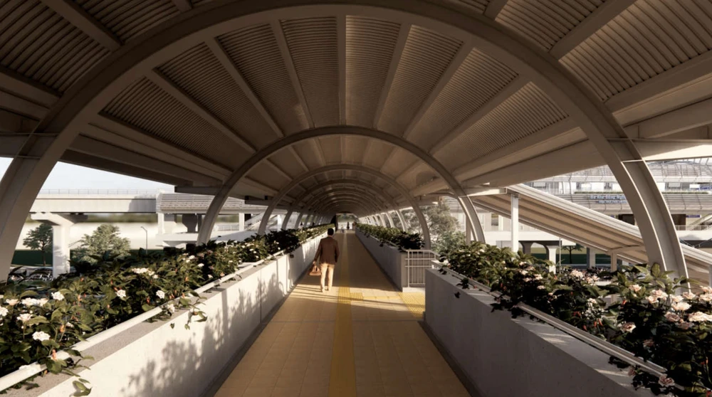 Theo thiết kế, cầu bộ hành sẽ có chiều dài khoảng gần 80 m, rộng khoảng 3 m tùy vào từng vị trí. Ảnh: MAUR Theo thiết kế, cầu bộ hành sẽ có chiều dài khoảng gần 80 m, rộng khoảng 3 m tùy vào từng vị trí. Ảnh: MAUR