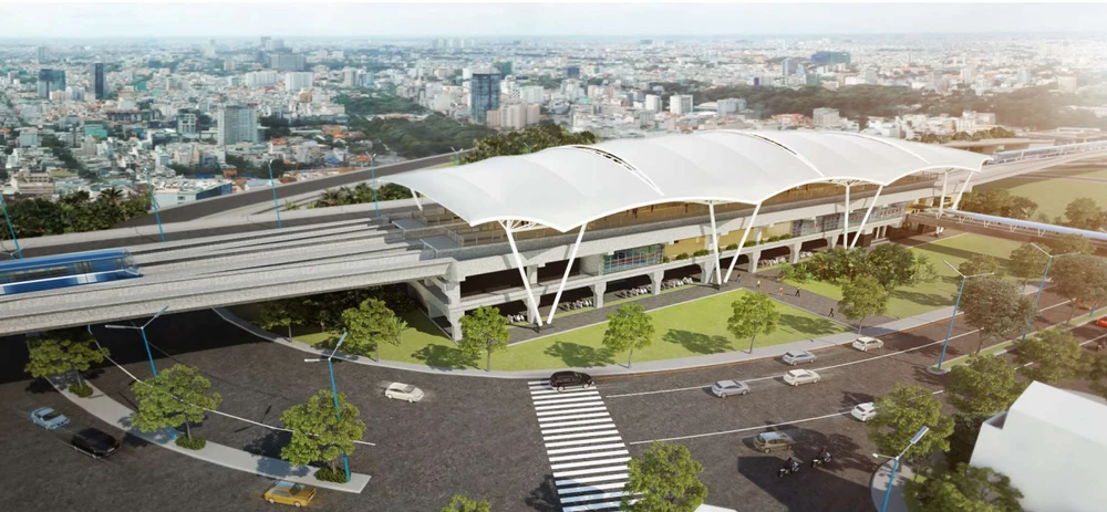 Nhà ga Tân Cảng - tuyến metro số 1 cũng sẽ có cầu bộ hành. Ảnh: MAUR