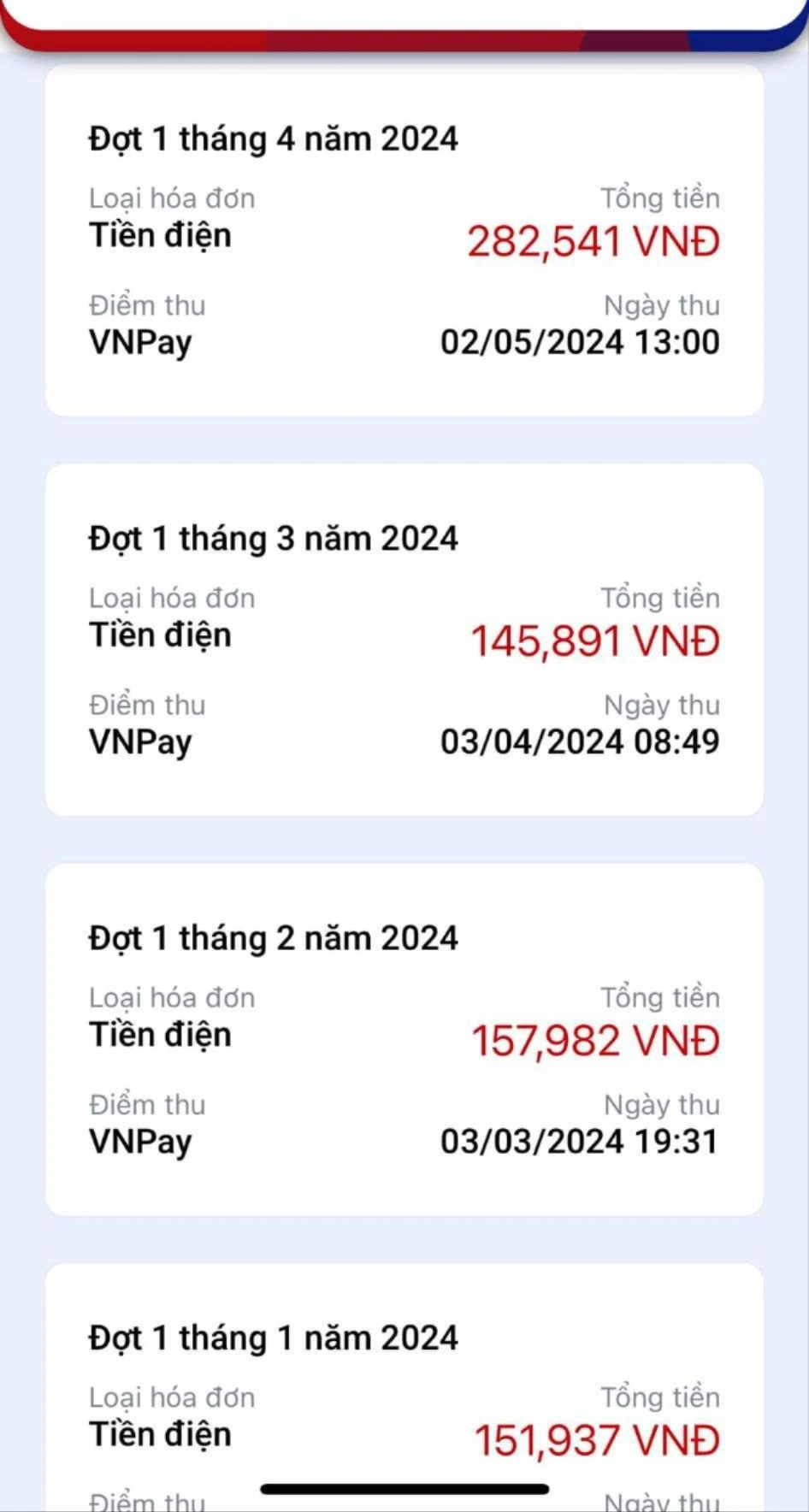 hóa đơn tiền điện mùa nắng nóng