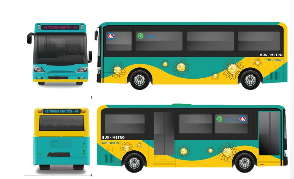 bộ nhận diện xe buýt kết nối tuyến metro số 1.