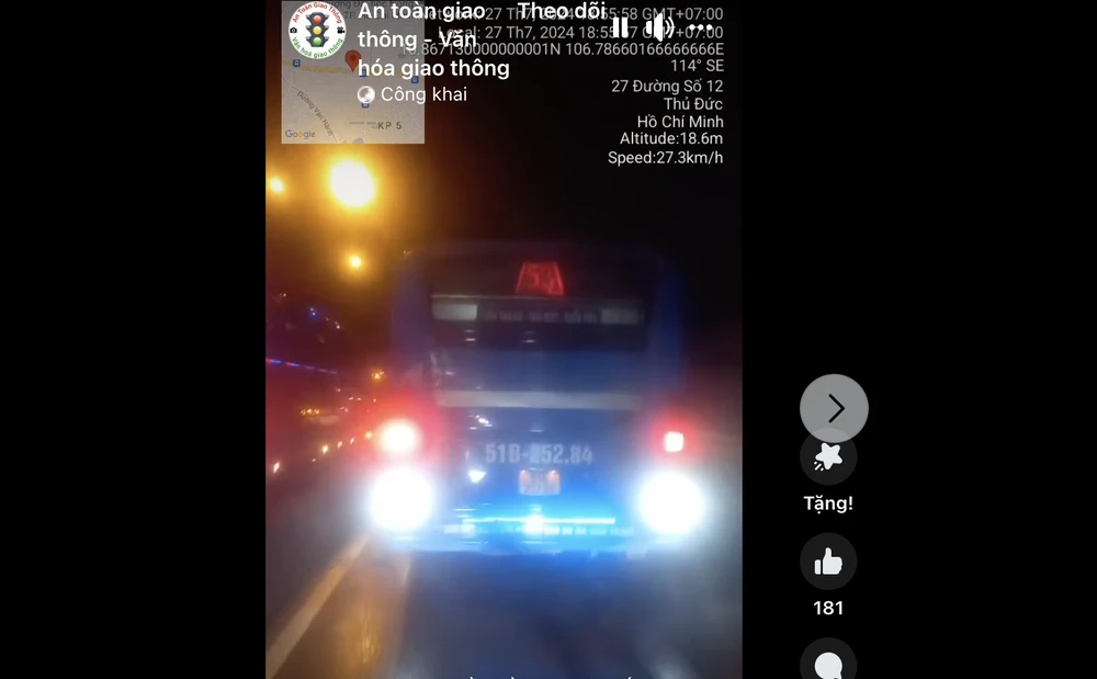 Đề nghị CSGT TP.HCM xử lý tài xế xe buýt độ đèn led